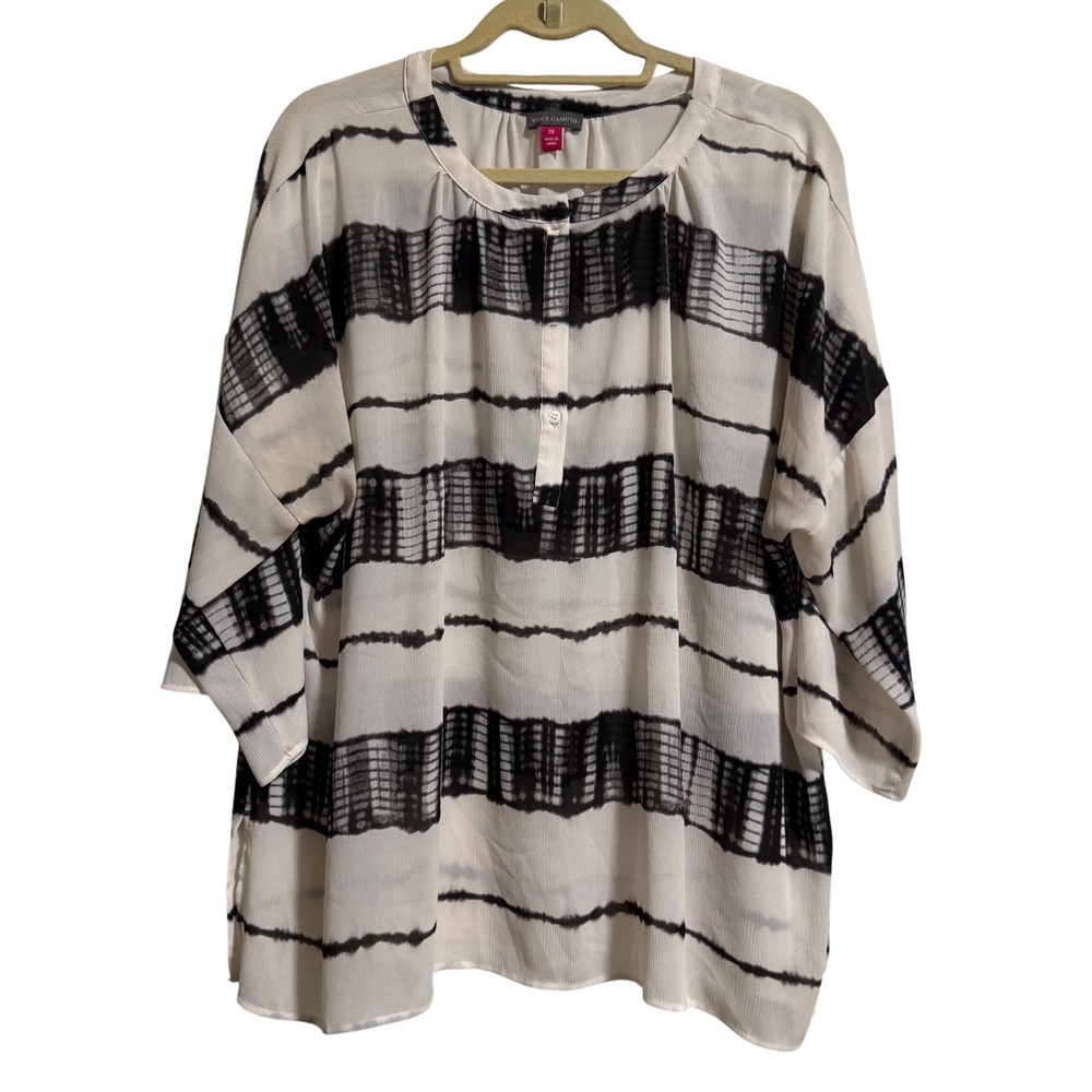 Vince Camuto Black and White Striped Pullover Blouse